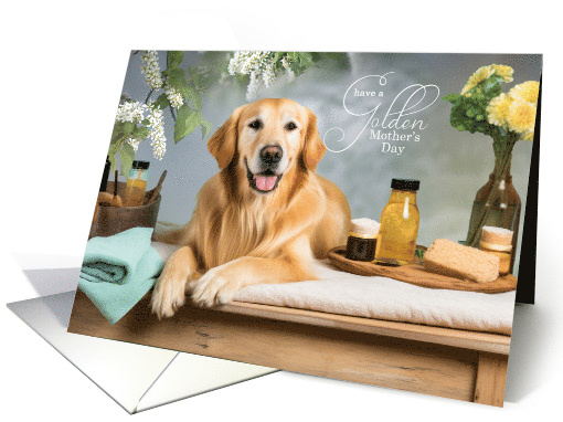 Mother's Day Golden Retriever Puppy Spa Theme card (1175166)