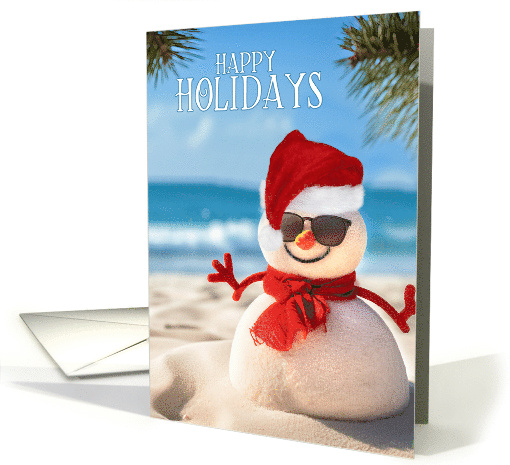 Beach Snowman Beach View with Sand and Waves Holidays card (1185494)