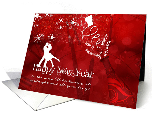 for Husband Happy New Year Champagne in Red and White card (1194362)