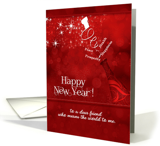 for Friend on New Year's Champagne in Red and White card (1194384)