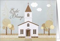 Easter Blessings Church Illustration in Sepia Tones card