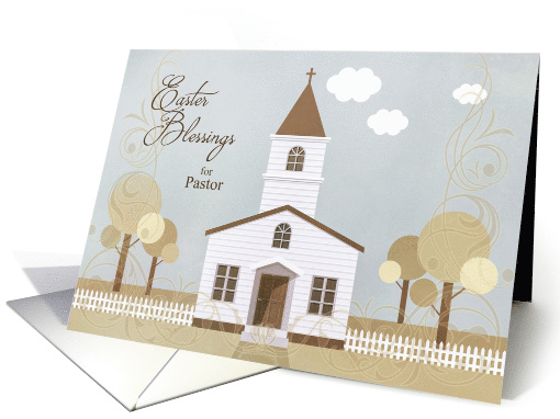for Pastor on Easter Church Illustration in Sepia Tones card (1196180)