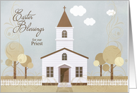 for Our Priest on Easter Church Illustration in Sepia Tones card