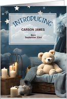 It’s a Boy Custom Baby Announcement Blue Nursery and Bear card