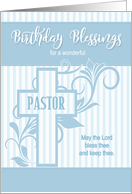 for Pastor on his Birthday Chapel with Blue Stripes card