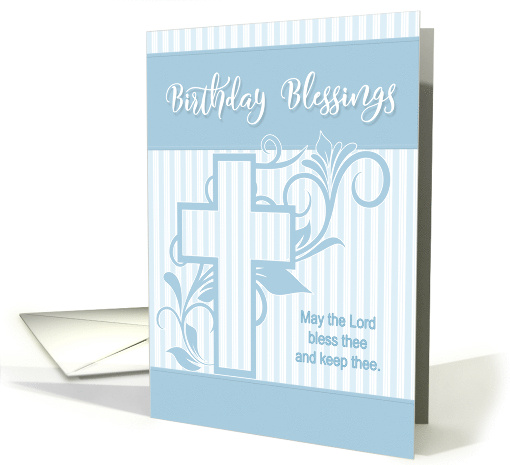 Blessings on Your Birthday Cross with Blue Stripes card (1197846)