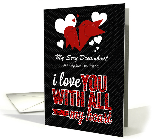 for Boyfriend on Valentine's Day Love Birds Cheetah Print Custom card