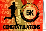 5K Run Congratulations Sports Theme in Orange and Gold card