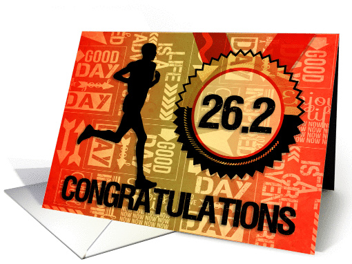 Marathon Run Congratulations Sports Theme in Orange and Gold card