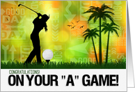 Golf Game Congratulations Female Golfer Sports Theme card