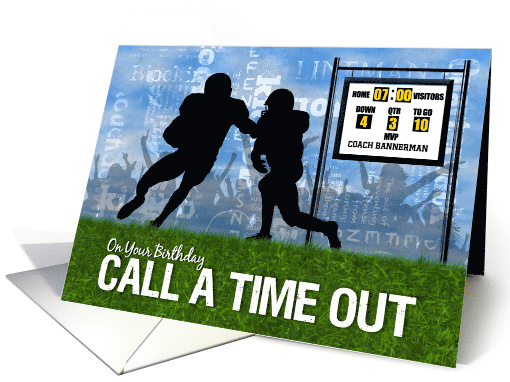 Coach's Birthday Football Theme Players on the Field Custom card