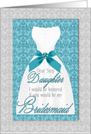 Step Daughter Bridesmaid Request Turquoise Silver Wedding Custom card