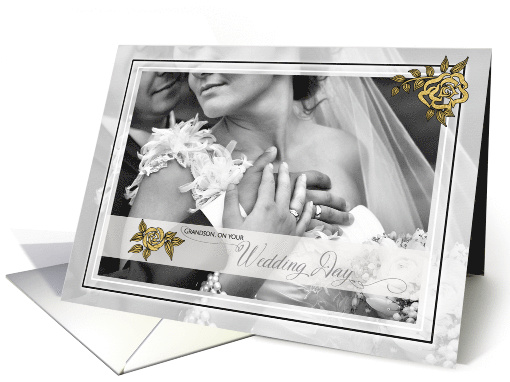 for Grandson on His Wedding Day Classic Black and White card (1270320)