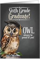 6th Grade Graduate Chalkboard OWL Always be Proud of You card