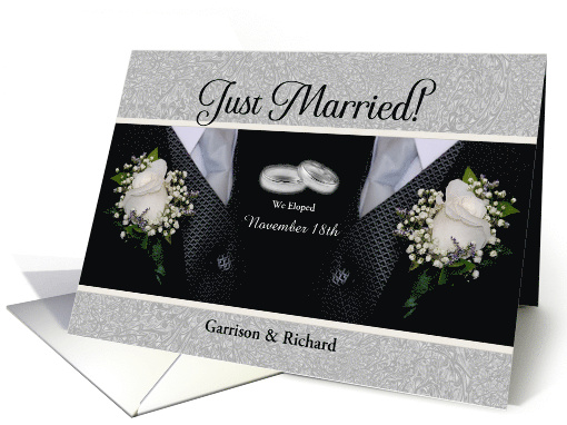 We Eloped Just Married Announcmenet for the Two Grooms card (1276494)