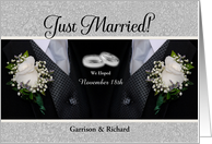 We Eloped Just Married Announcmenet for the Two Grooms card