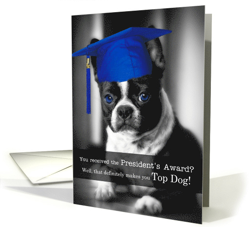 President's Award Educational Achievement Boston Terrier Dog card
