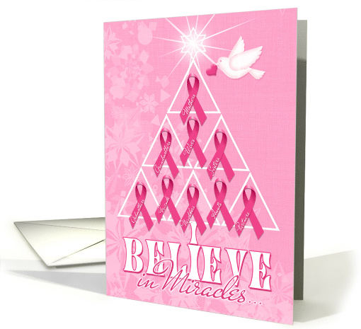 Breast Cancer Encouragement Christmas Pink Ribbon Tree card (1342066)