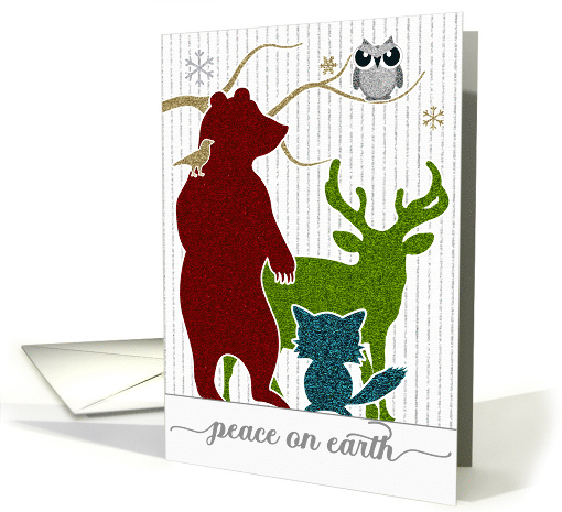 Peace on Earth Woodland Creatures Holiday Stamp Style card (1345364)