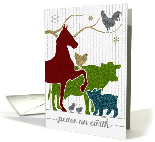 Peace on Earth Barnyard Animals   Holiday Sticker Style card (1346246)