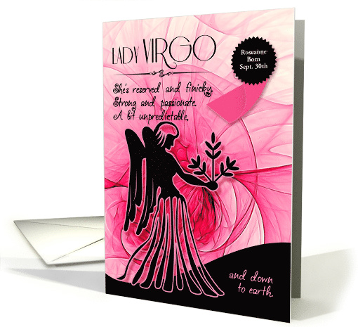 Virgo Birthday for Her in Pink and Black Zodiac Custom card (1356110)