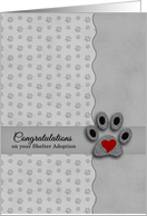 New Pet Shelter Adoption Paw Print Congratulations card
