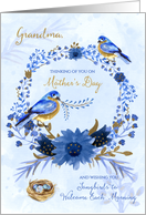 for Grandma on Mother’s Day Blue Bird Blue Floral Garden Theme card