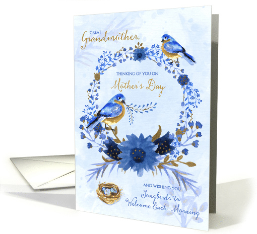 for Great Grandmother on Mother's Day Watercolor Blue Birds card