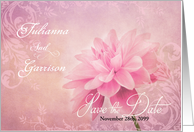 Custom Save the Date Soft Vintage Pink Dahlia card