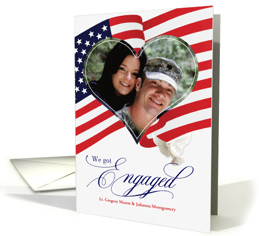 We're Engaged Military Theme Heart Photo Frame card (1383136)