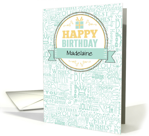 Birthday Custom Name Mint Green and Yellow card (1383314)