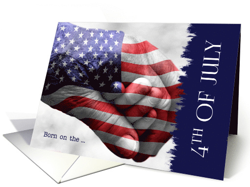 Born on the 4th of July Holiday Birthday Red, White and Blue card