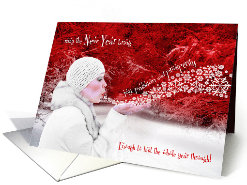 New Year Winter Scene Joy, Passion and Prosperity card (1391756)