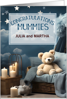 Custom Two Mums Congratulations It’s a Boy Blue Nursery card