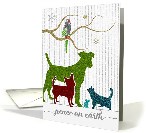 Peace on Earth Pet Lover Holiday Sticker Style card (1409454)