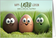 for Godson on Funny Easter Eggs Custom Name card
