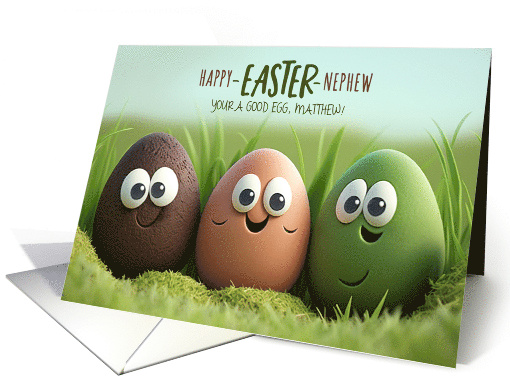 for Nephew on Easter Funny Easter Eggs Custom Name card (1421912)