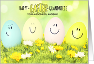 Grandniece Smiling Easter Eggs with Spring Colors card