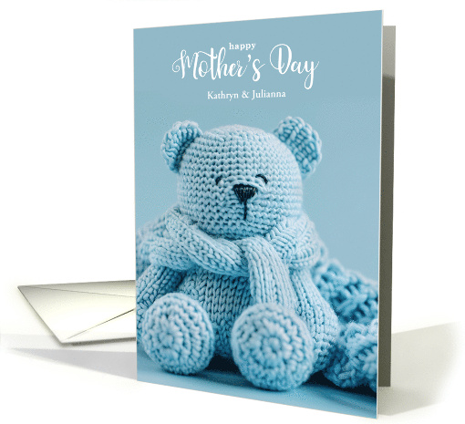 Two Moms Mother's Day Baby Boy Blue Bear Custom Text card (1428756)
