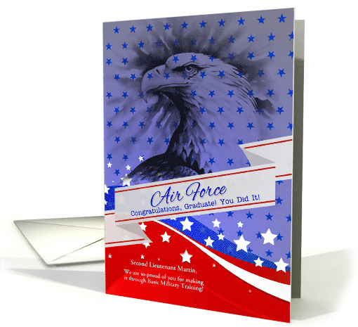 Custom Air Force BMT Graduate American Eagle and Stars card (1433000)