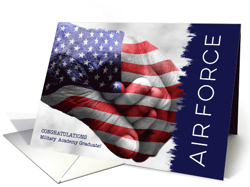 Air Force Military Academy Graduate Hand in Hand with Flag card