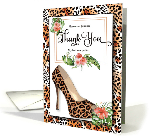 Bridal Hair Stylist Thank You Tropical Cheetah Print card (1438392)