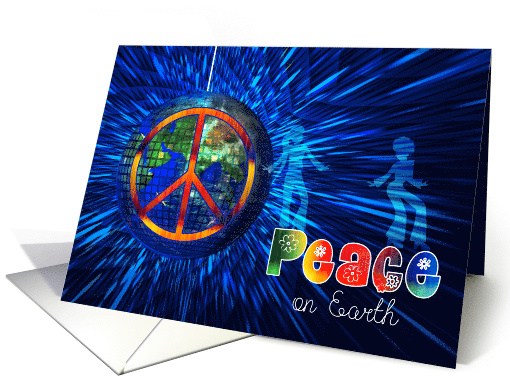 Peace on Earth - Retro Peace Sign and Tie Dye Hippie Theme card