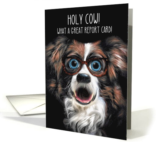 WOW! Straight As Funny Border Collie in Glasses card (1441254)
