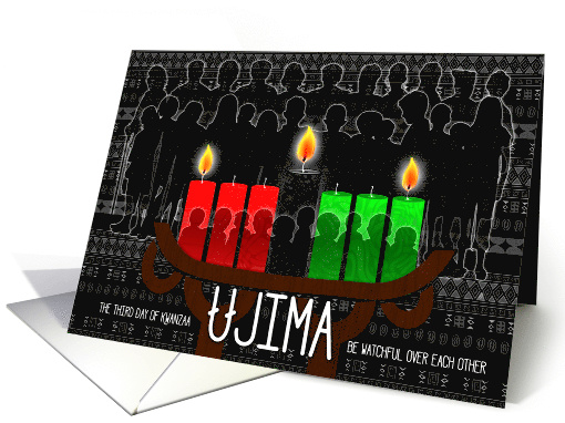 Kwanzaa Day 3 Ujima Responsibility with Kinara Candles card (1442720)