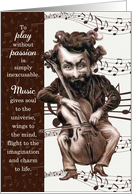 Funny Musician’s Birthday Vintage Cello Caricature card