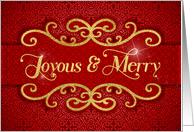 Joyous and Merry Red and Gold Holiday Elegance card