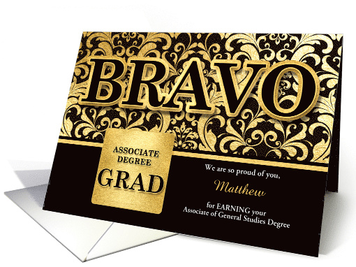 General Studies Associate Degree in Faux Gold Custom Graduation card