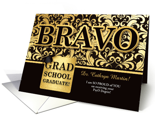 Doctor of Psychology PsyD Grad Faux Gold Foil Custom card (1471080)