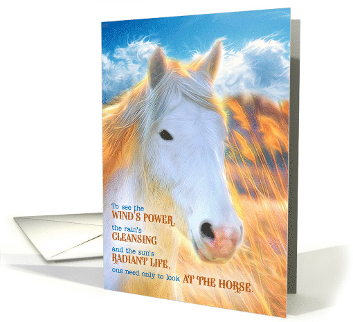 Loss of a Horse Pet Sympathy Painted White Pony with Golden Mane card